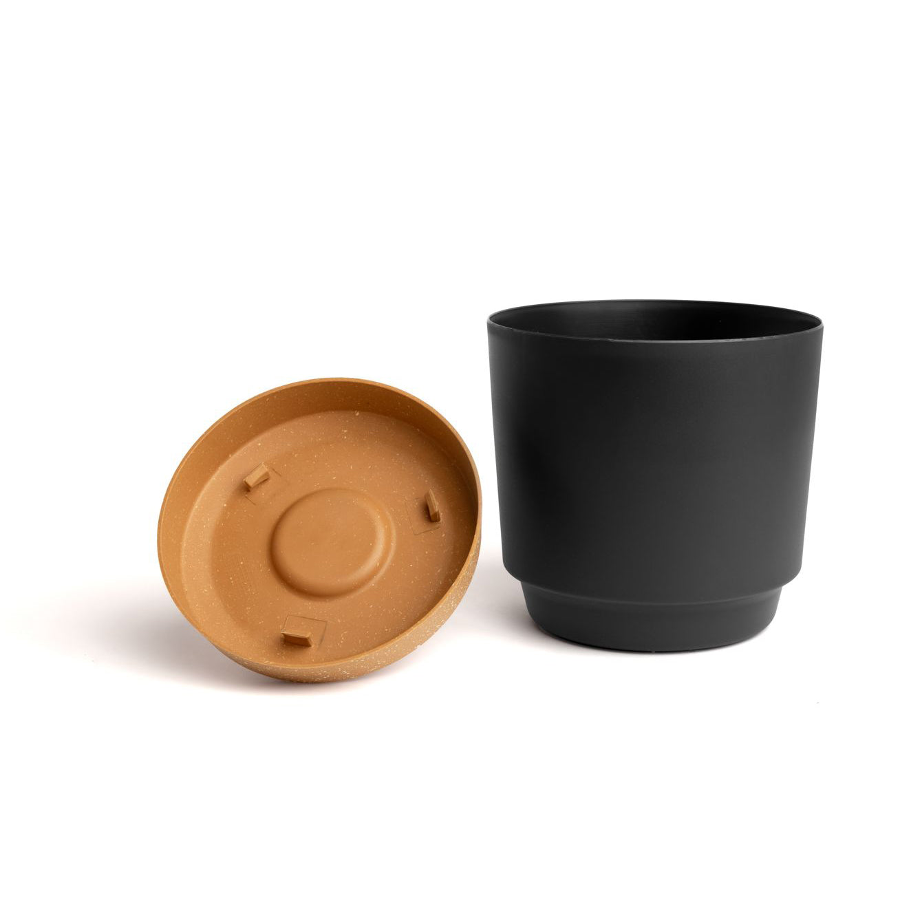 9.5" Contemporary Flower Pot with Saucer - Shadow Gray