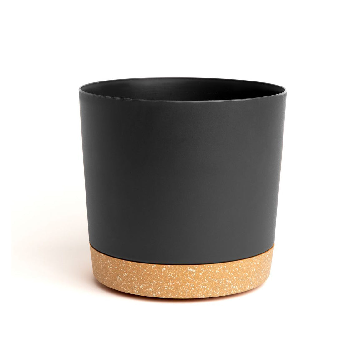9.5" Contemporary Flower Pot with Saucer - Shadow Gray
