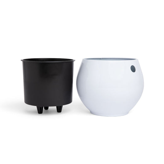 6 inch  Self Watering Pot - Designer White