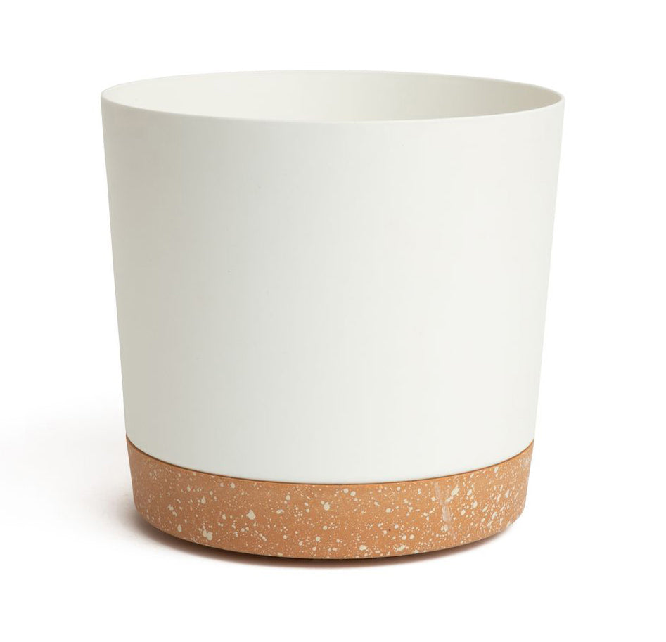 9.5" Contemporary Flower Pot with Saucer - Designer White